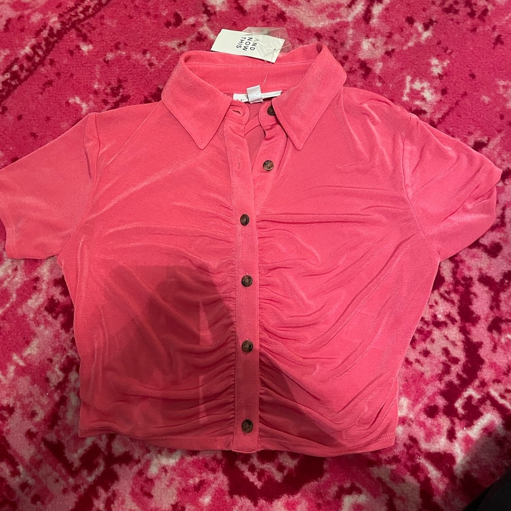 Hot pink crop shirt size M